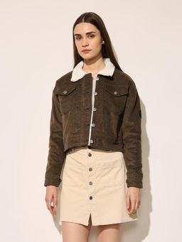 ONLY - Women's Solid Regular Fit Green Jacket