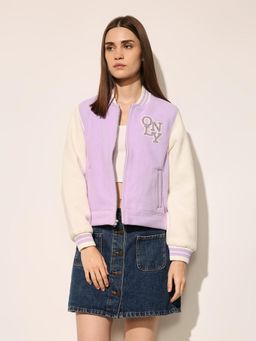 ONLY - Women's Typographic Loose Fit Lavender Jacket