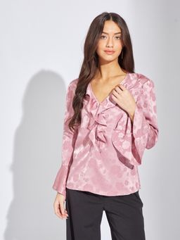 Latin Quarters - Women Pink V-Neck Casual Top