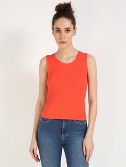 Tommy Hilfiger - Slim-Fit Cotton U-Neck Tank Top Orange