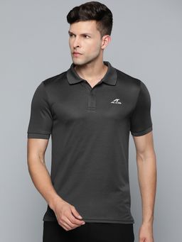 Alcis - Men Charcoal Grey Polo Collar Slim Fit T-Shirt