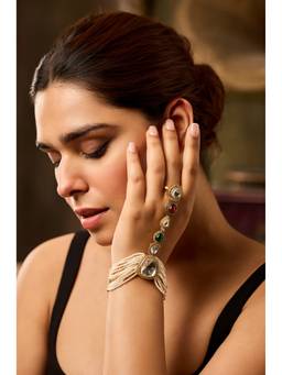 Paisley Pop - 22 k Gold plated Multi-Color Polki Hand Chain