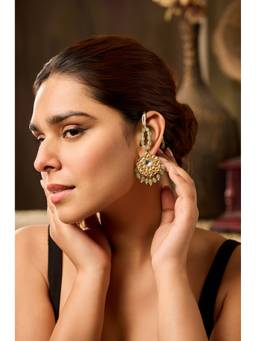 Paisley Pop - 22 k Gold plated Green Mint Kundan Earrings