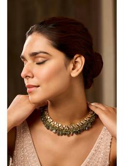 Paisley Pop - 22 k Gold plated Green Mother Of Pearl Necklace
