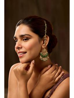 Paisley Pop - 22 k Gold plated Green Mint Kundan Earrings