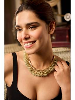 Paisley Pop - 22 k Gold plated Green Mint Kundan Necklace