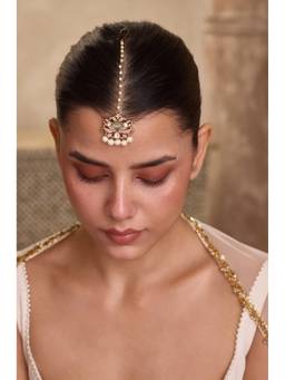 Paisley Pop - 22 k Gold plated Green Mint Polki Maan tikka
