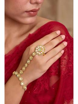 Paisley Pop - 22 k Gold plated Green Mint Kundan Hand Chain
