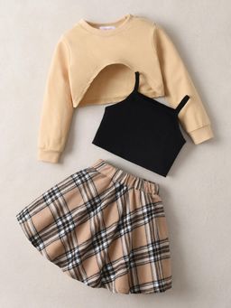 Hopscotch - Checkered Sweatshirt, Cami and Skirt Set