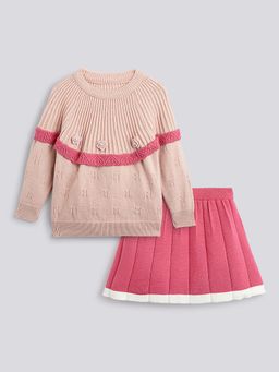 Hopscotch - Floral Applique Sweater and Skirt
