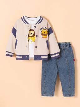 Hopscotch - Lion Print T-Shirt, Jacket and Jeans Set
