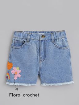Hopscotch - Cotton Floral Crochet Shorts