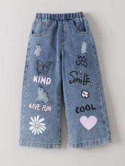 Hopscotch - Text Relaxed Jeans