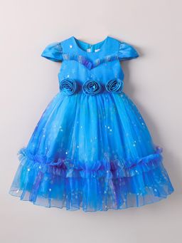 Hopscotch - Floral Applique Ruffled Party Dress