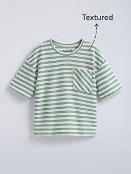 Hopscotch - Textured Striped Pocket T-Shirt