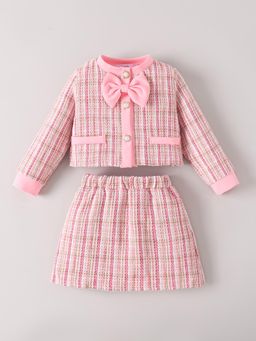 Hopscotch - Bow Accent Tweed Skirt Set