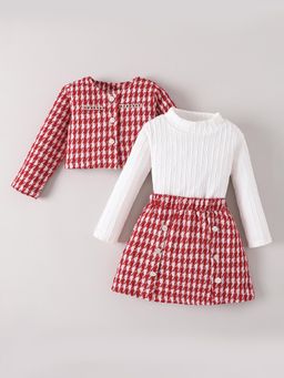 Hopscotch - Houndstooth Cardigan Skirt Set