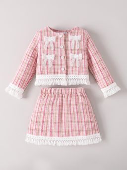 Hopscotch - Fringe Trim Tweed Skirt Set