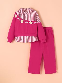 Hopscotch - Floral Applique Sweatshirt and Pants