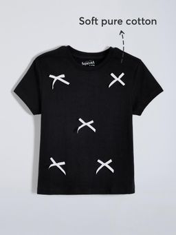 Hopscotch - Bow Applique Cotton T-Shirt