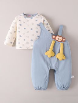 Hopscotch - Monkey Applique Dungaree Set