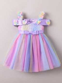 Hopscotch - Floral Applique Cold-Shoulder Dress