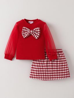 Hopscotch - Houndstooth Bow Applique Skirt Set