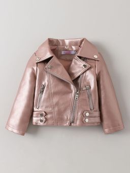 Hopscotch - Pink Solid Leather Jacket