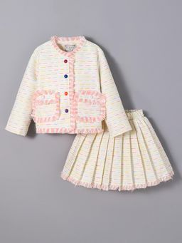 Hopscotch - Fringe Detail Tweed Skirt Set