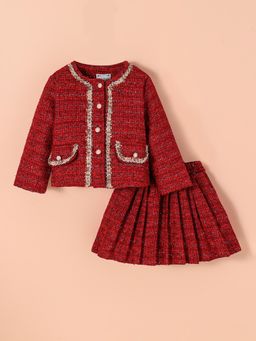 Hopscotch - Gold Trim Tweed Skirt Set