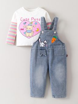Hopscotch - Embroidered T-Shirt and Dungaree