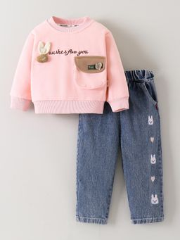 Hopscotch - Bunny Embroidered Jeans Set