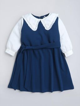 Hopscotch - Ruffle Embellished Collar Casual Dress