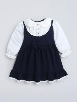 Hopscotch - Lace Embellished Collar Casual Dress