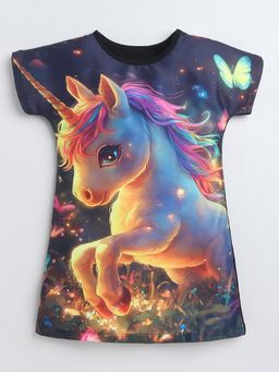 Hopscotch - Hd Unicorn Print Casual Dress