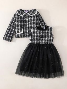 Hopscotch - Tweed Contrast Trim Dress