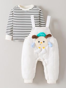 Hopscotch - Striped Applique Dungaree Set