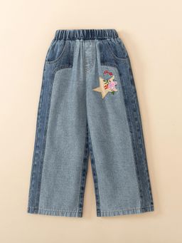 Hopscotch - Star Floral Accent Denim Jeans