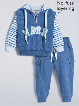 Hopscotch - Ribbed Hoodie Cargo Jogger Set