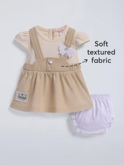 Hopscotch - Textured Cotton Dress with Bloomer