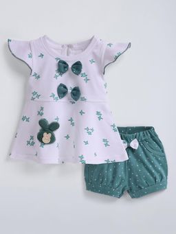 Hopscotch - Bird Cotton Dress with Shorts