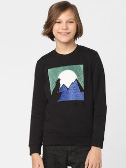 Jack & Jones Junior - Boys Black Printed Sweatshirt