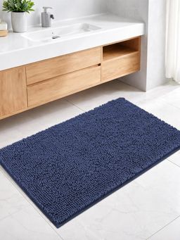 LUXEHOME INTERNATIONAL - Chenille Bath Mat for Home Bathroom -Navy Blue