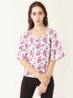 Zink London - Womens White Floral Top