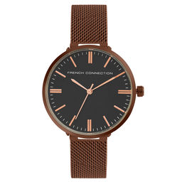 French Connection - Black Analog Round Dial Rose Watch For Women FCS002F