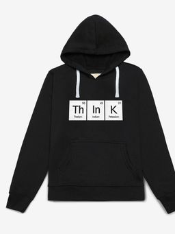 Instafab - Boys Printed Stylish Casual Black Hooded Sweatshirts