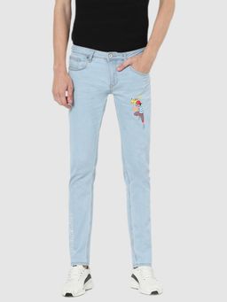 CELIO - Men Blue Pokemon Print Jeans