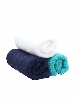 Heelium - Bamboo Hand Towel Absorbent & Odour Free 3 Pcs - Blue, Teal, White (M)