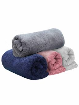 Heelium - Bamboo Hand Towel Absorbent & Odour Free 4 Pcs - Light Grey, Blue, Grey, Peach (M)