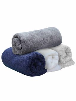 Heelium - Bamboo Hand Towel Absorbent & Odour Free 4 Pcs - Light Grey, Blue, Grey, White (M)